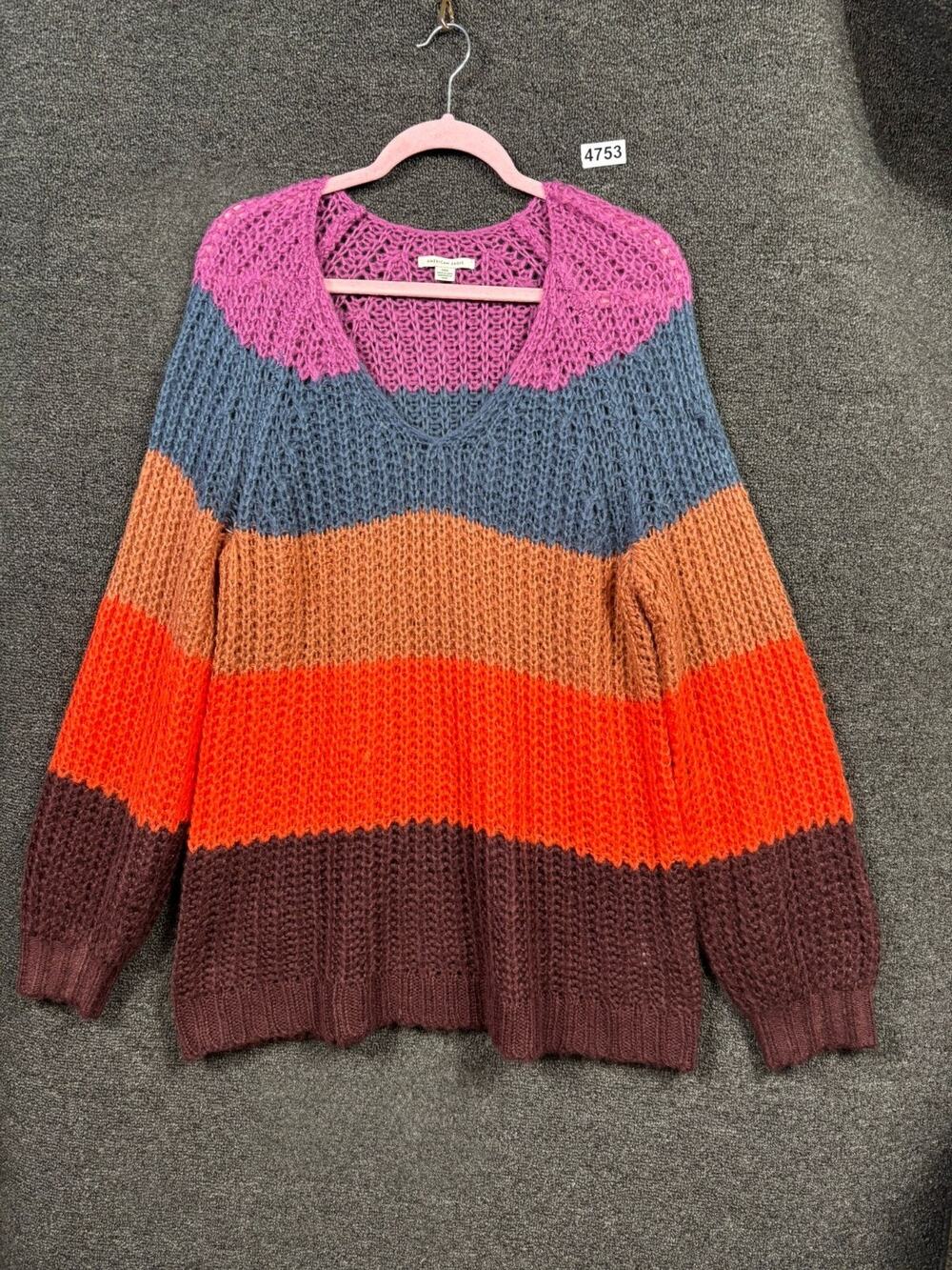 American Eagle Colorful Stripped Sweater Womens Size L Multicolor Knitted